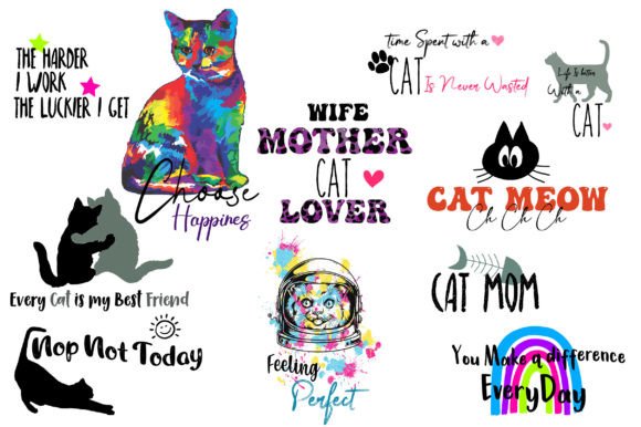Cat Design Bundle: 11 SVG Graphics for Crafts