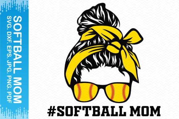 Messy Bun Softball Mom Clipart: Graphics for Crafts